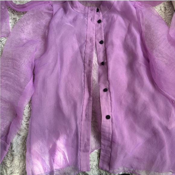 Zara Lavender Sheer Bow-Tie Blouse - Picture 15 of 16